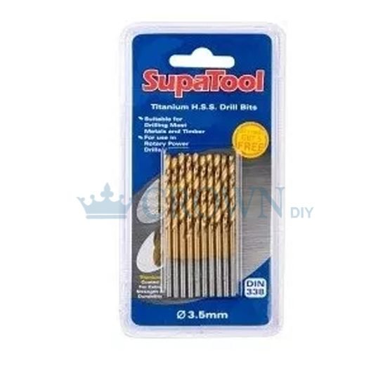 HSS 3.5mm Drill Bit SupaTool HSS Titanium Coated Drill Bits 10 Pieces