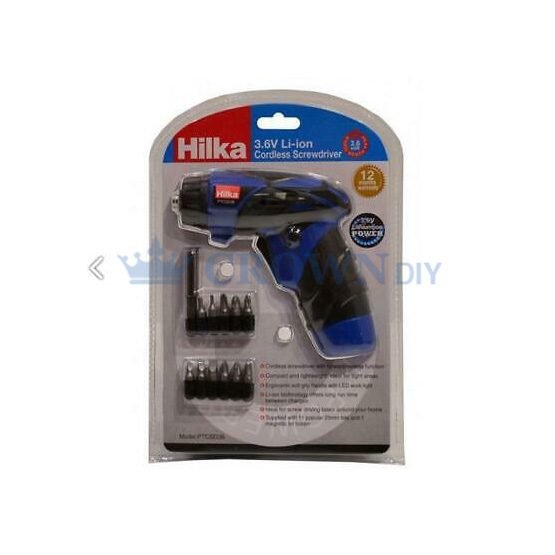 Hilka 3.6v Cordless Screwdriver Set Bits Magnetic Holder PTCSD36