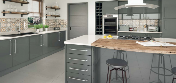 Lumi Grey Gloss Kitchen Range Doors